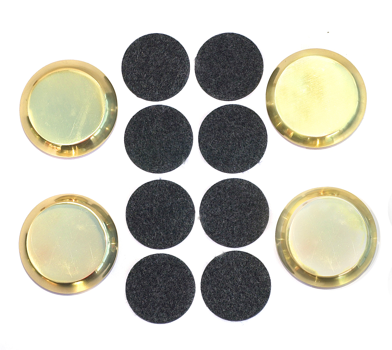 brass-castor-felt-pad-set 4 Brass Castor Cups and 8 Felt Pads Set - Image 1